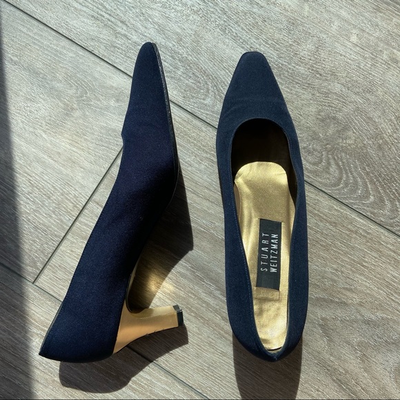Stuart Weitzman Fabric Chunky Heel Pump